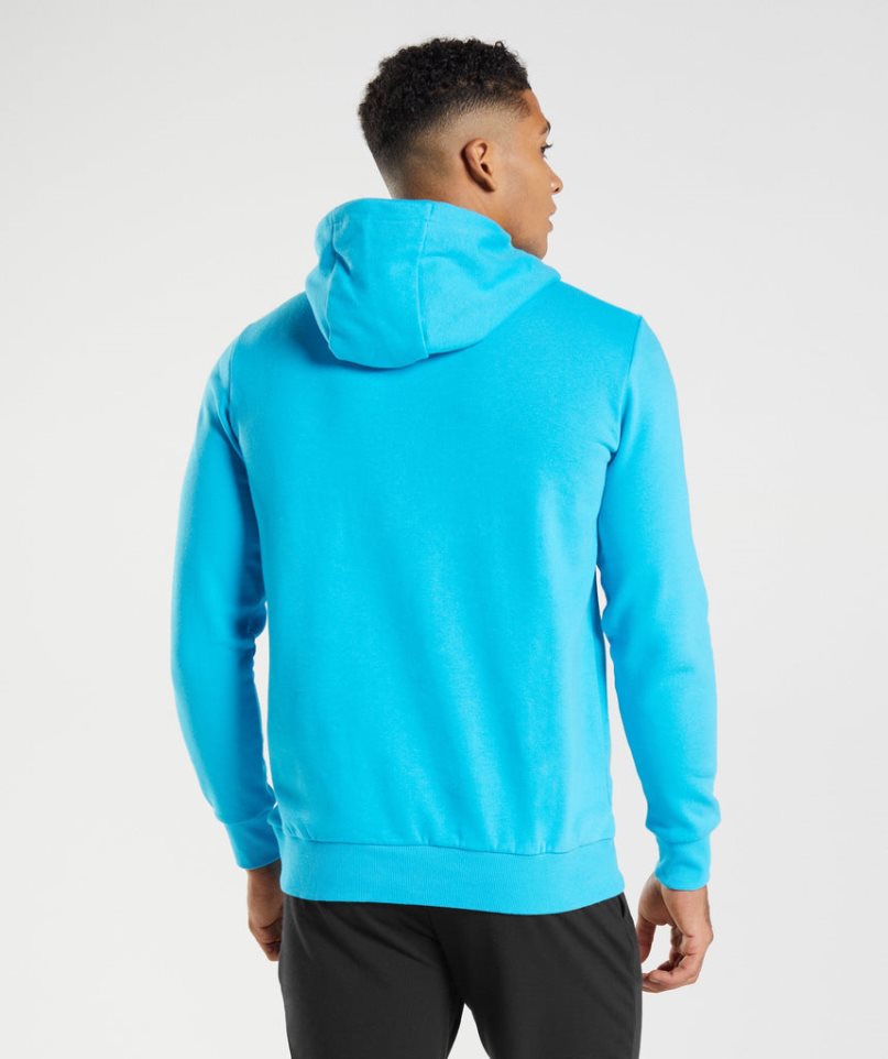 Men's Gymshark Block Hoodie Turquoise | NZ 6BDAFP